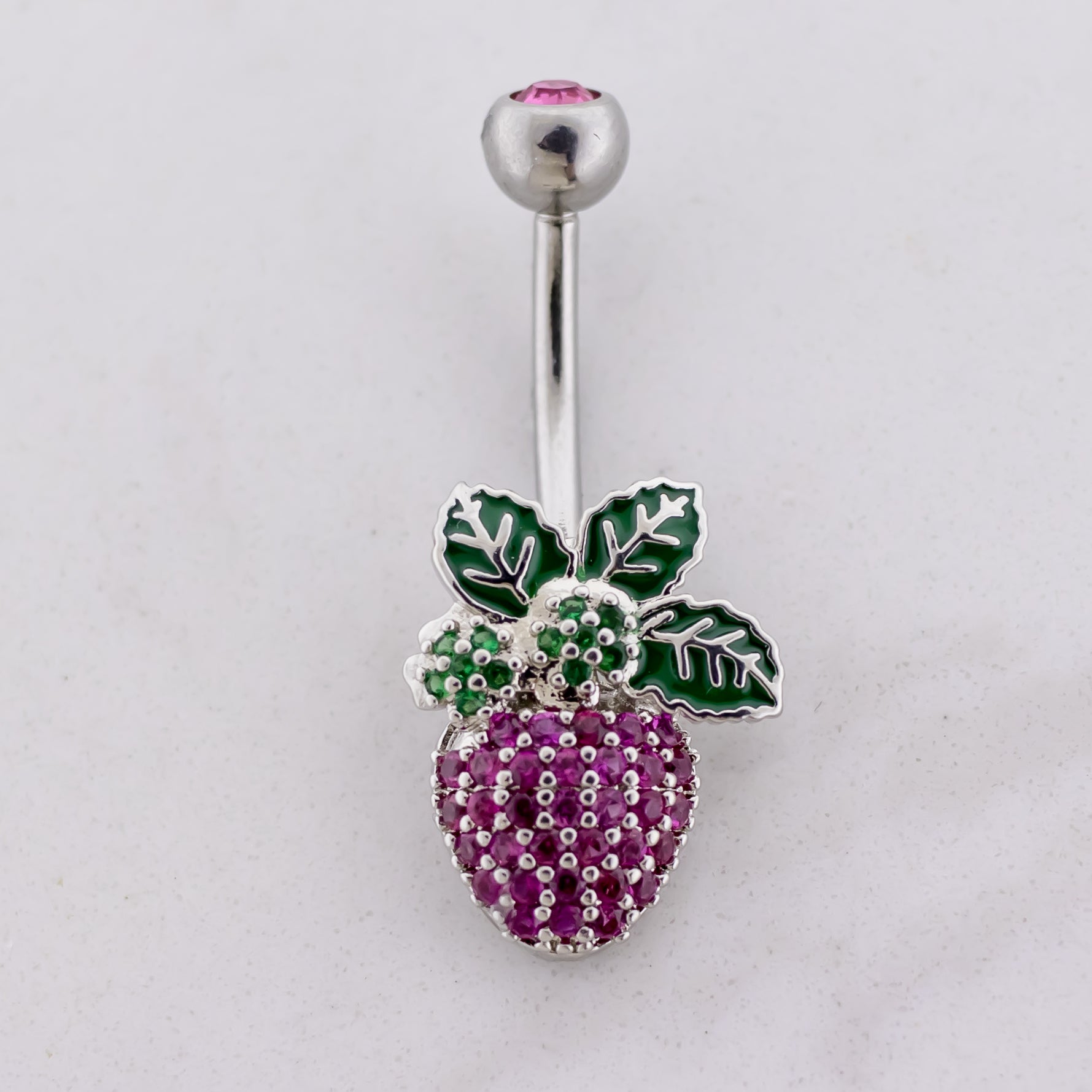 14G Gem Strawberry Navel Ring - Pierced Addiction