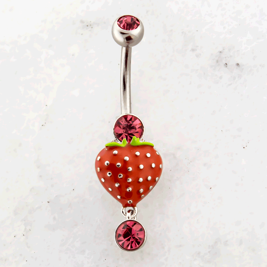 14G Strawberry Navel Ring - Pierced Addiction