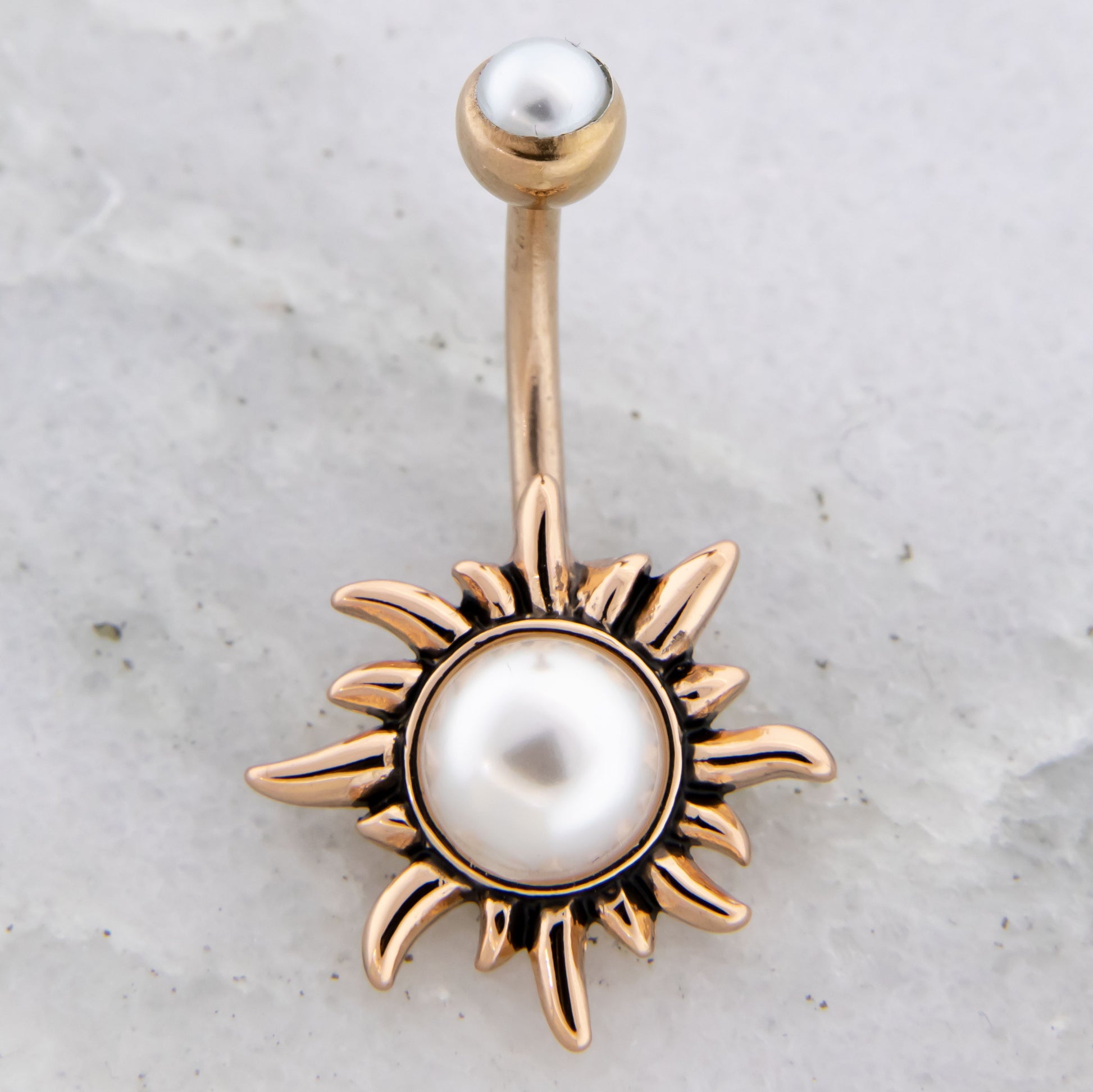 14G Pearl Sun Navel Ring