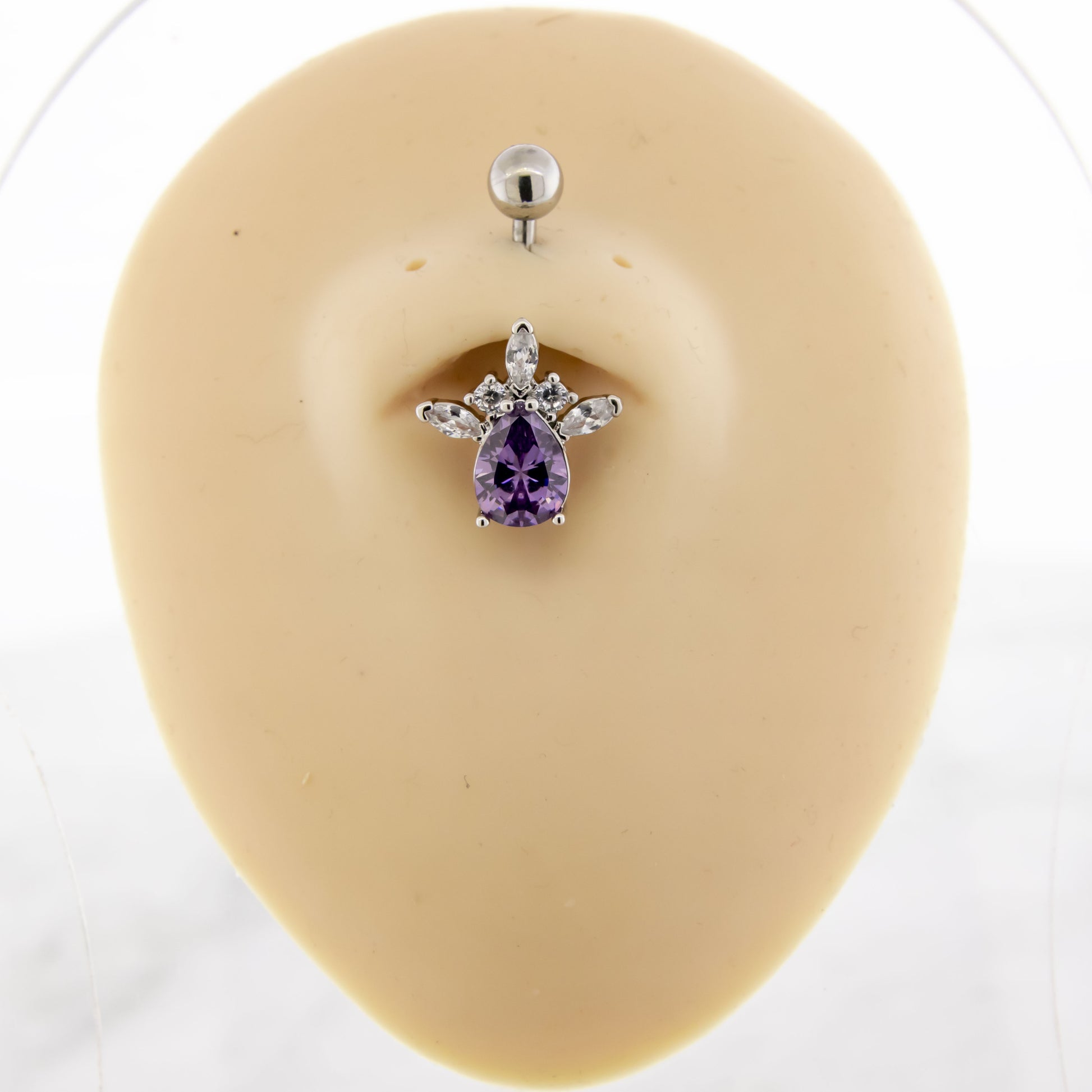 14G Marquise and Oval Gem Navel Ring