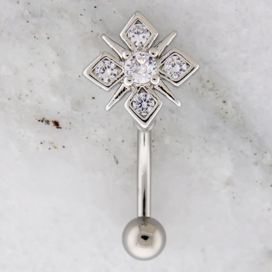 14G Snowflake Navel Ring - Pierced Addiction