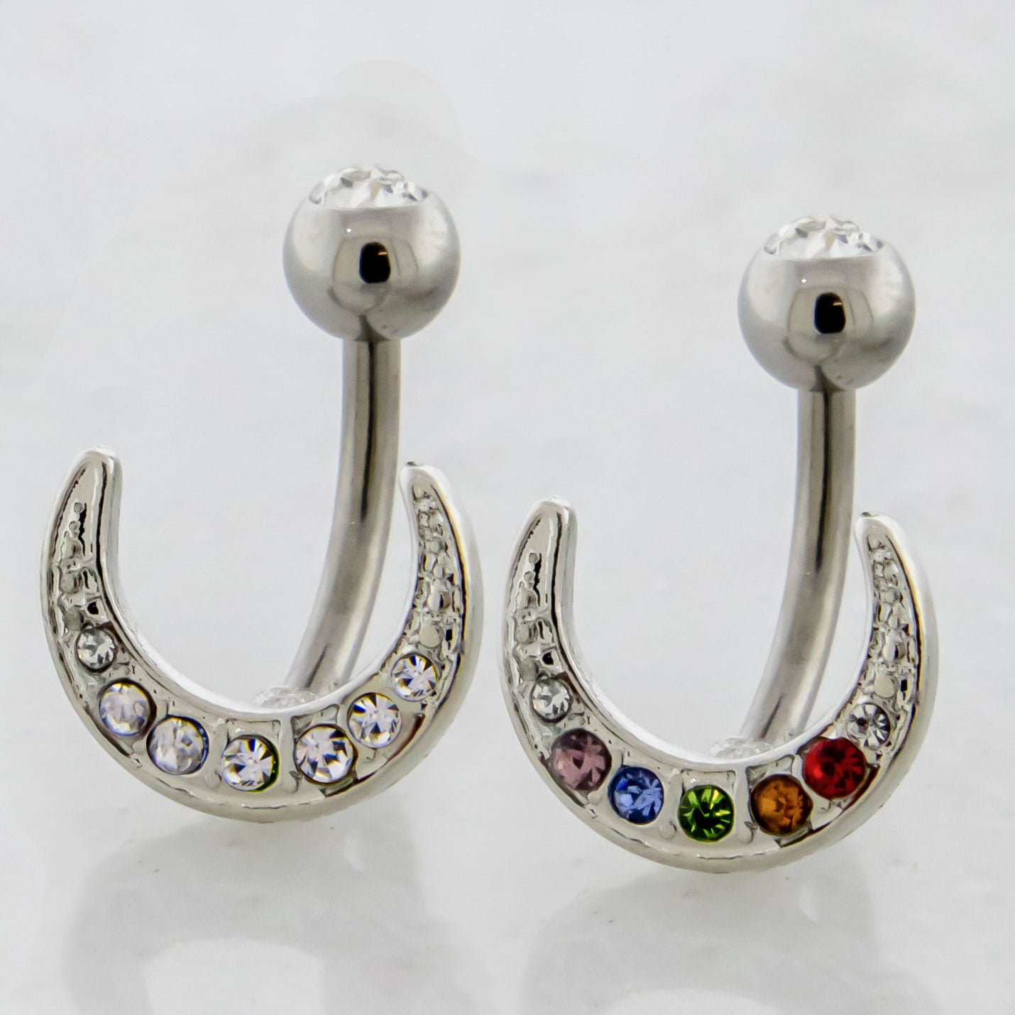 14G Gem Crescent Navel Ring