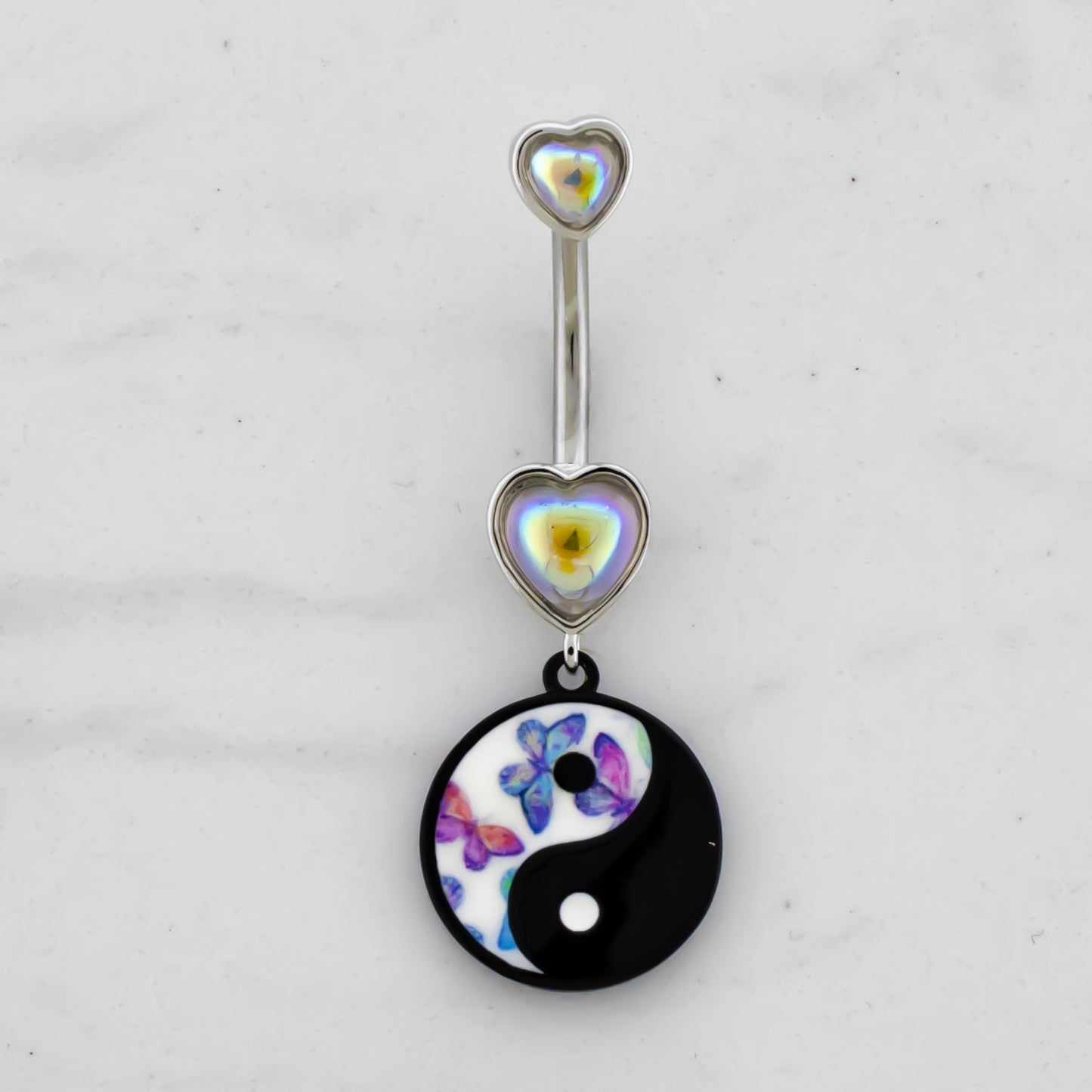 14G Butterfly Yin Yang Navel Ring