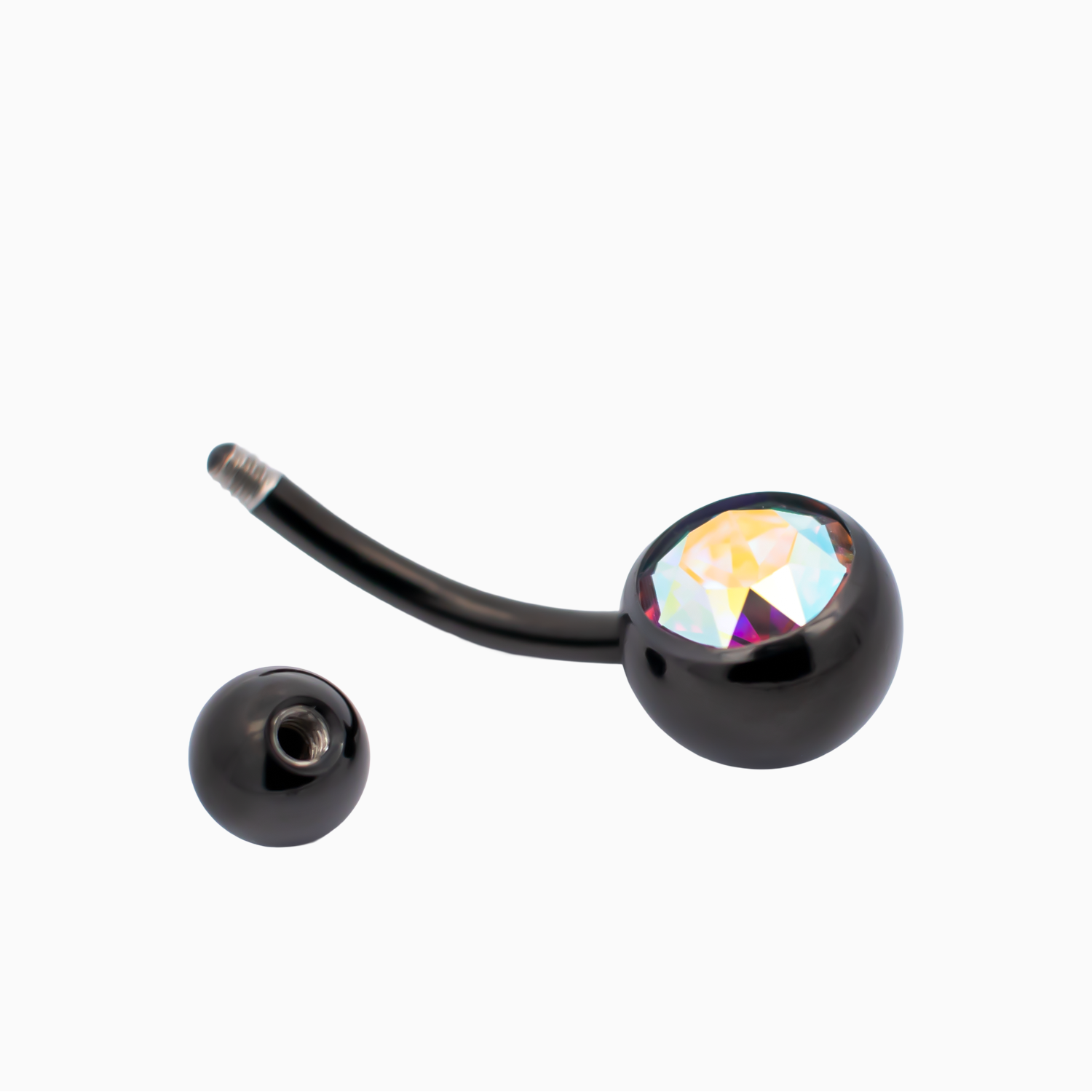 Steel Externally Threaded Navel Ring W/ Black PVD