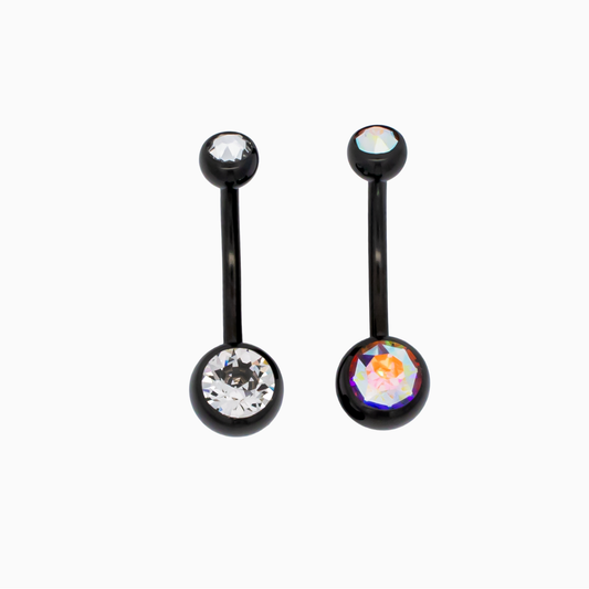 Steel Externally Threaded Navel Ring W/ Black PVD