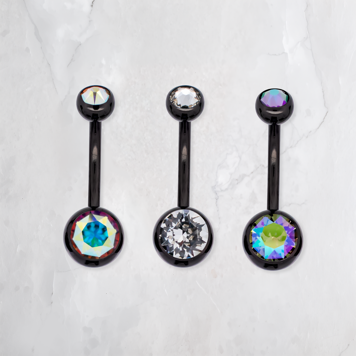Steel Externally Threaded Navel Ring W/ Black PVD