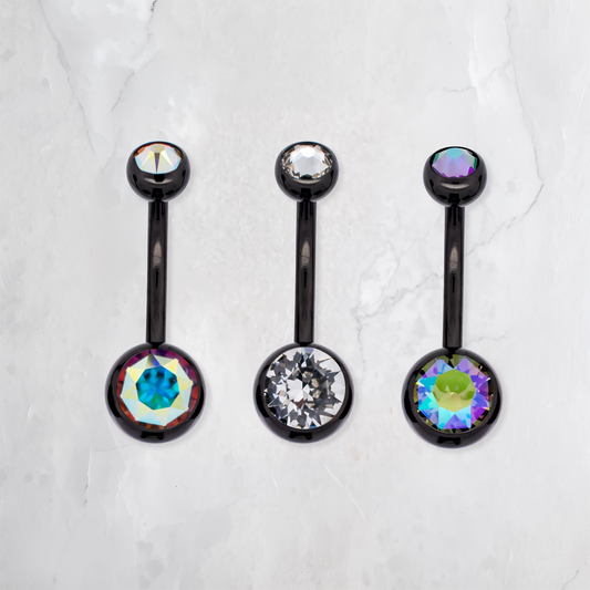 Steel Externally Threaded Navel Ring W/ Black PVD