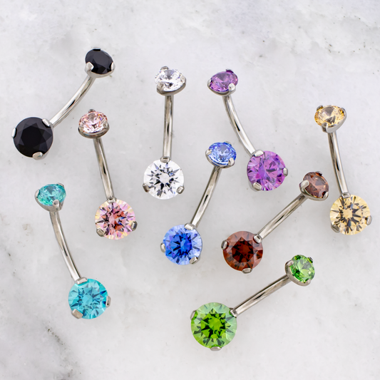 Steel Premium Zirconia Navel Ring - Pierced Addiction