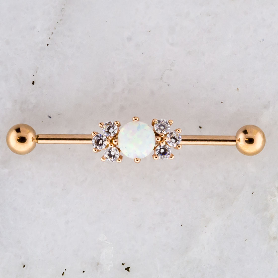 14G Opal and Gem Industrial Barbell - Pierced Addiction