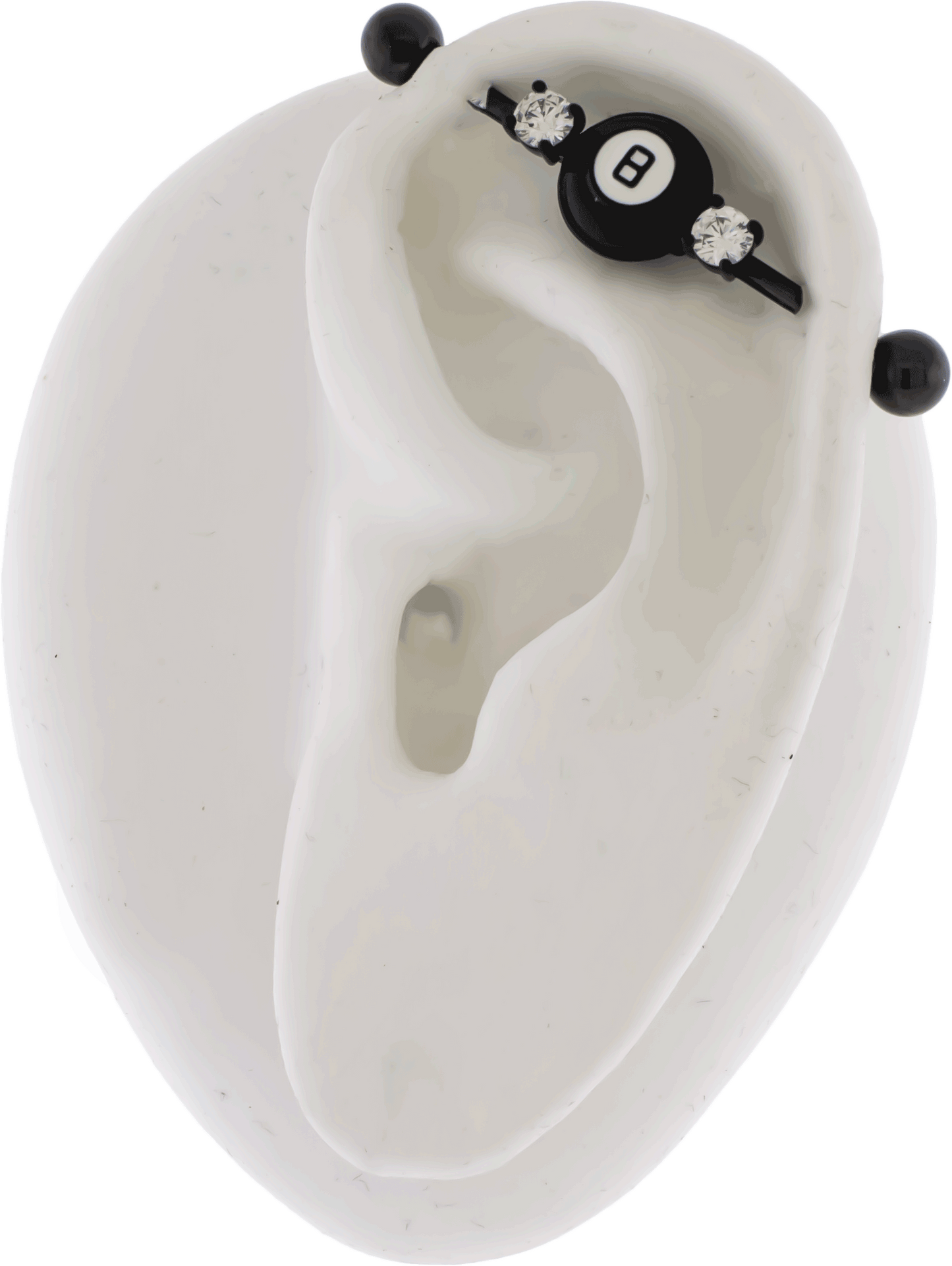 14G Industrial Barbell - Black Eight Ball - Pierced Addiction