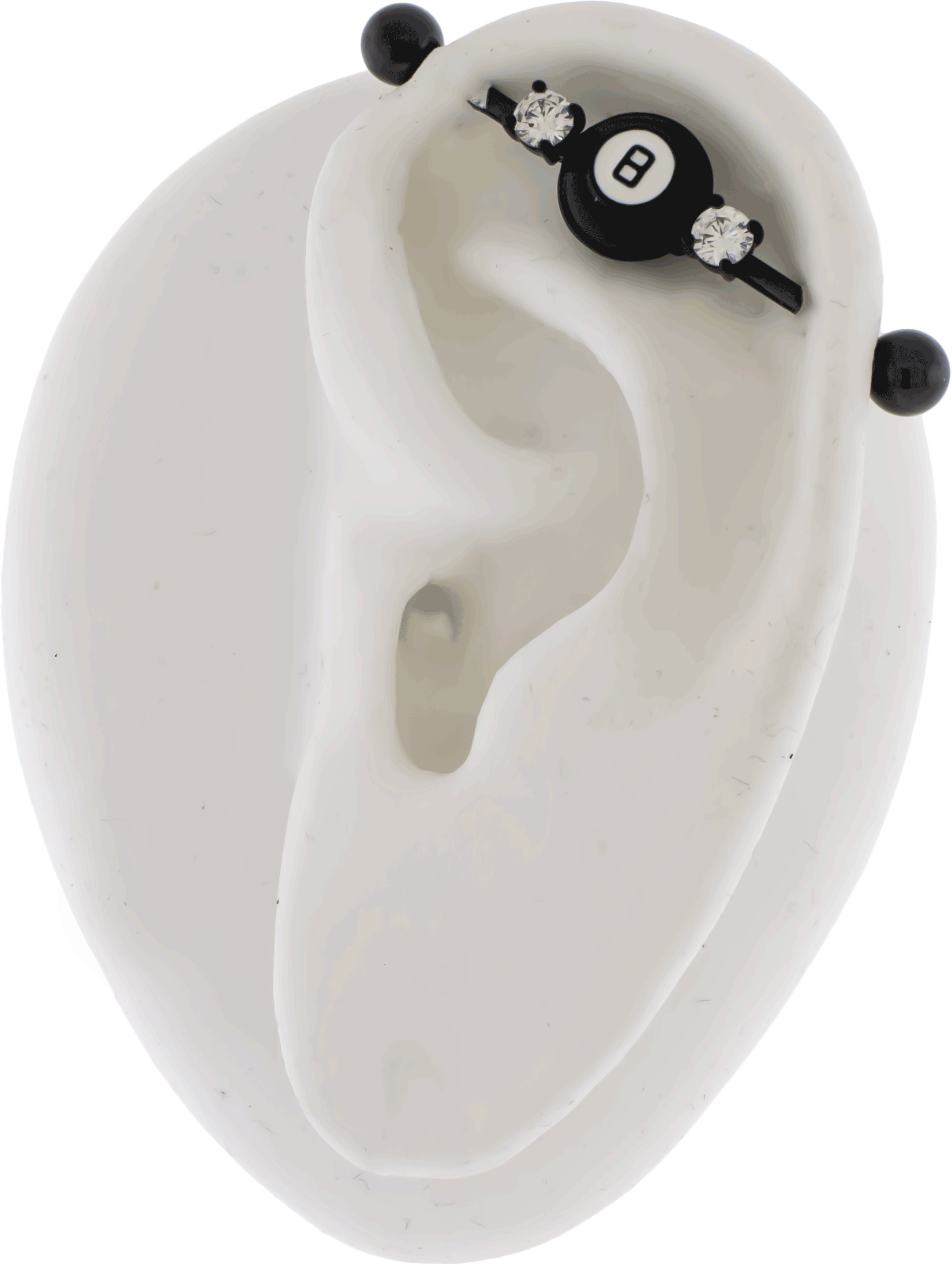 14G Industrial Barbell - Black Eight Ball - Pierced Addiction