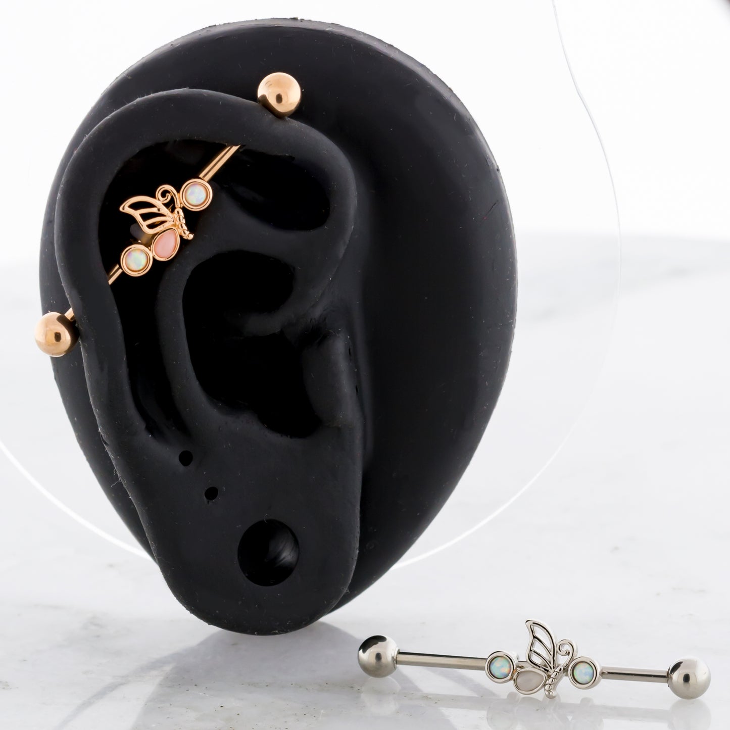 14G Opal And Butterfly Industrial Barbell - Pierced Addiction