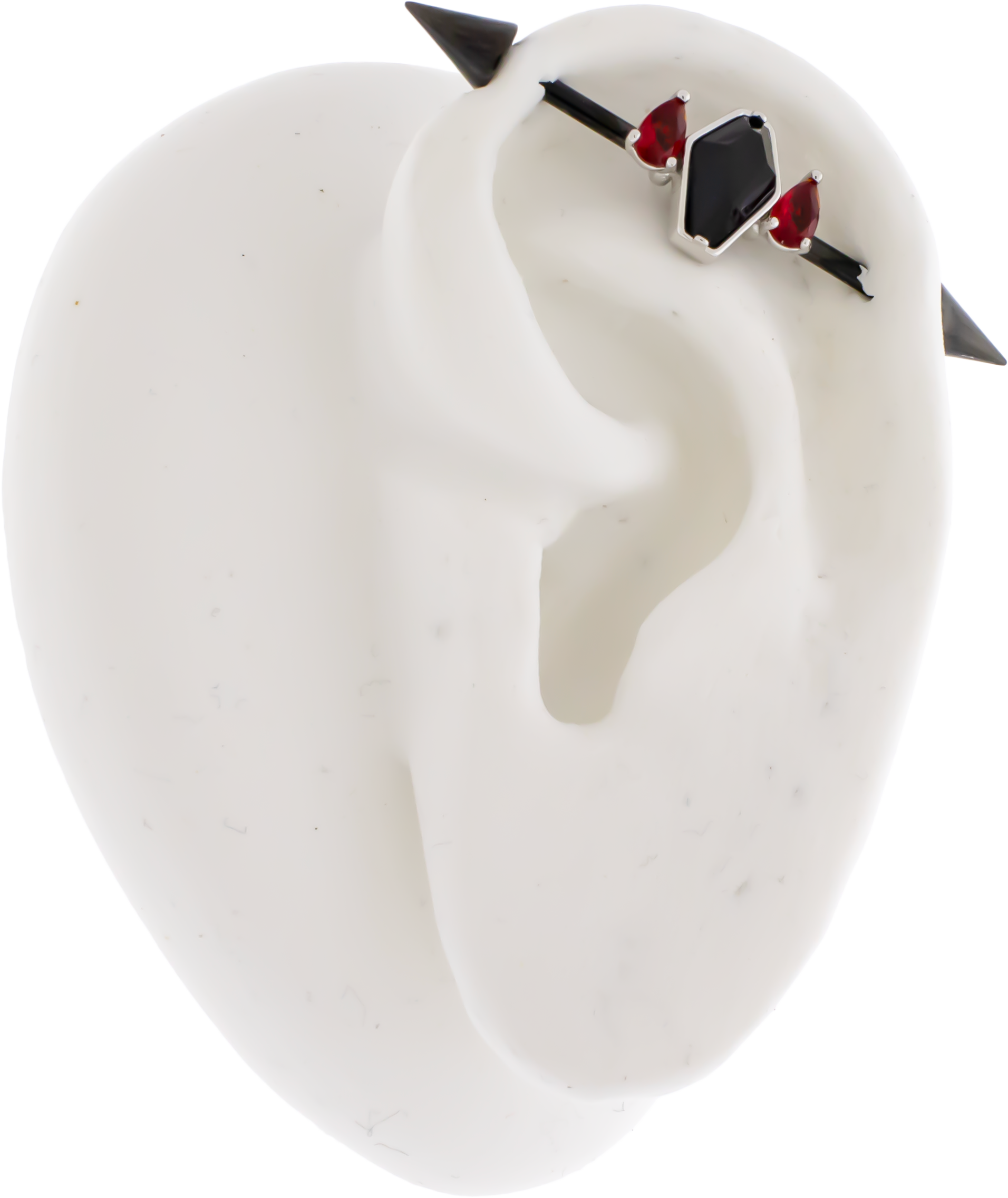 14G Industrial Barbell - Coffin With Teardrop Gems - Pierced Addiction