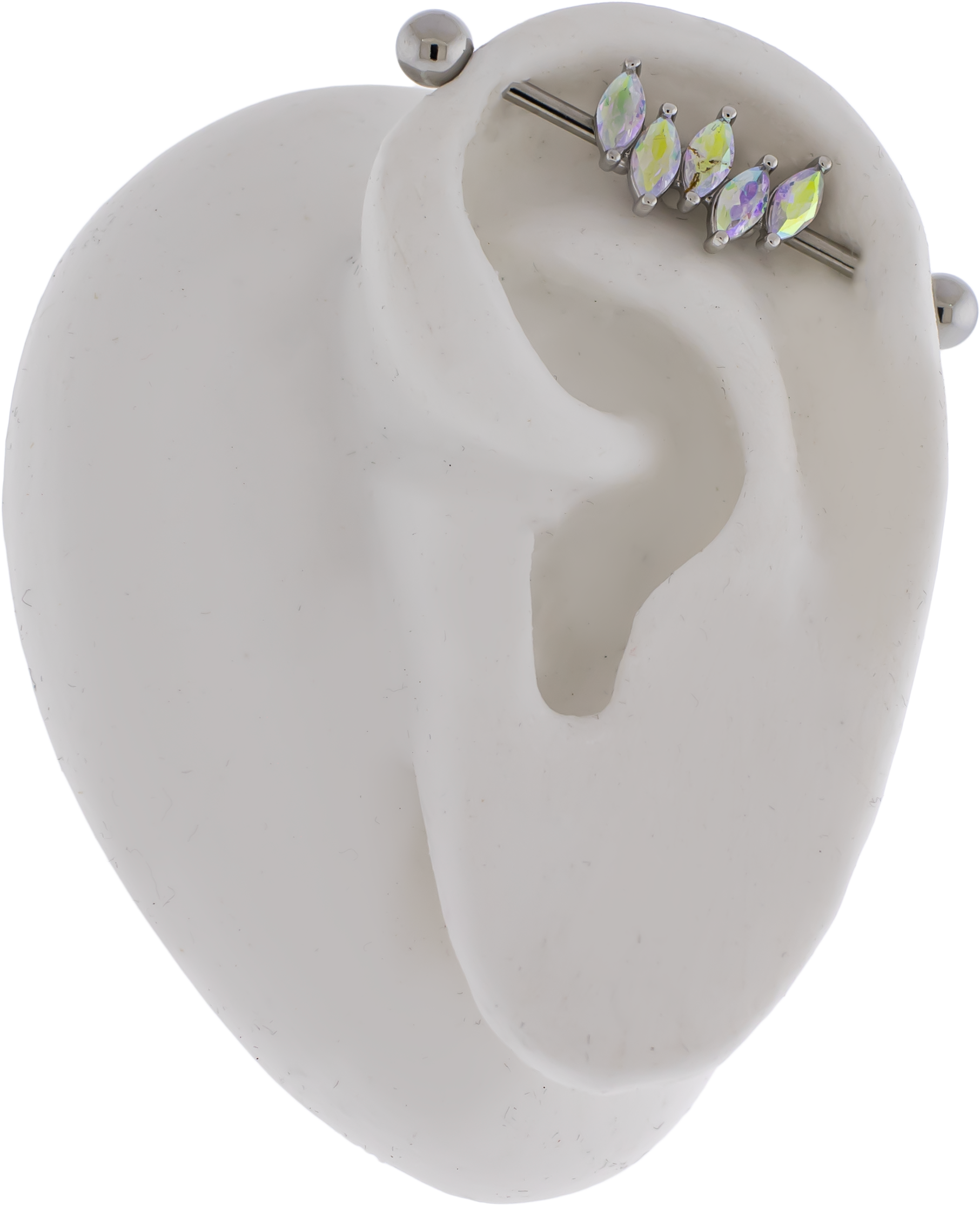 14G Industrial Barbell - Marquise Gems - Pierced Addiction