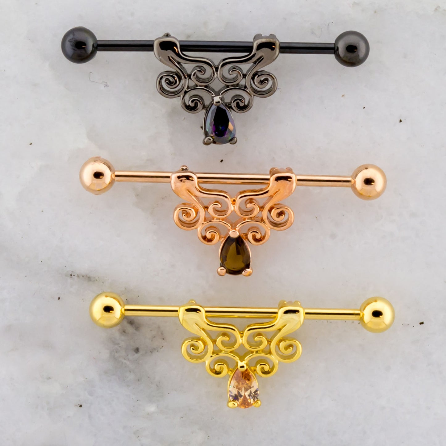 14G Filigree Industrial Barbell - Pierced Addiction