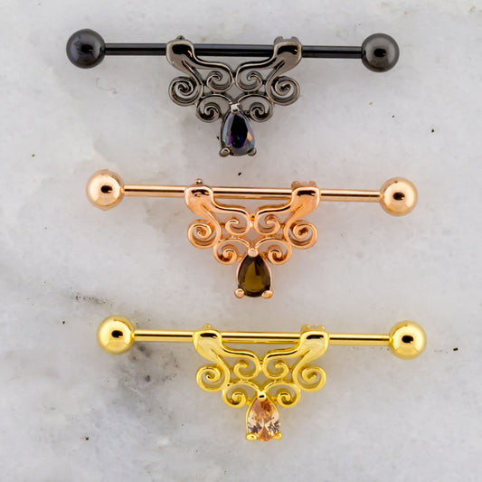 14G Filigree Industrial Barbell - Pierced Addiction