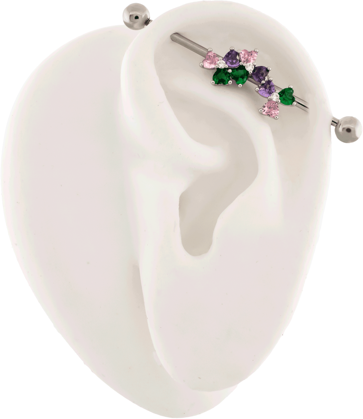 14G Pastel Gem Flower Industrial Barbell - Pierced Addiction