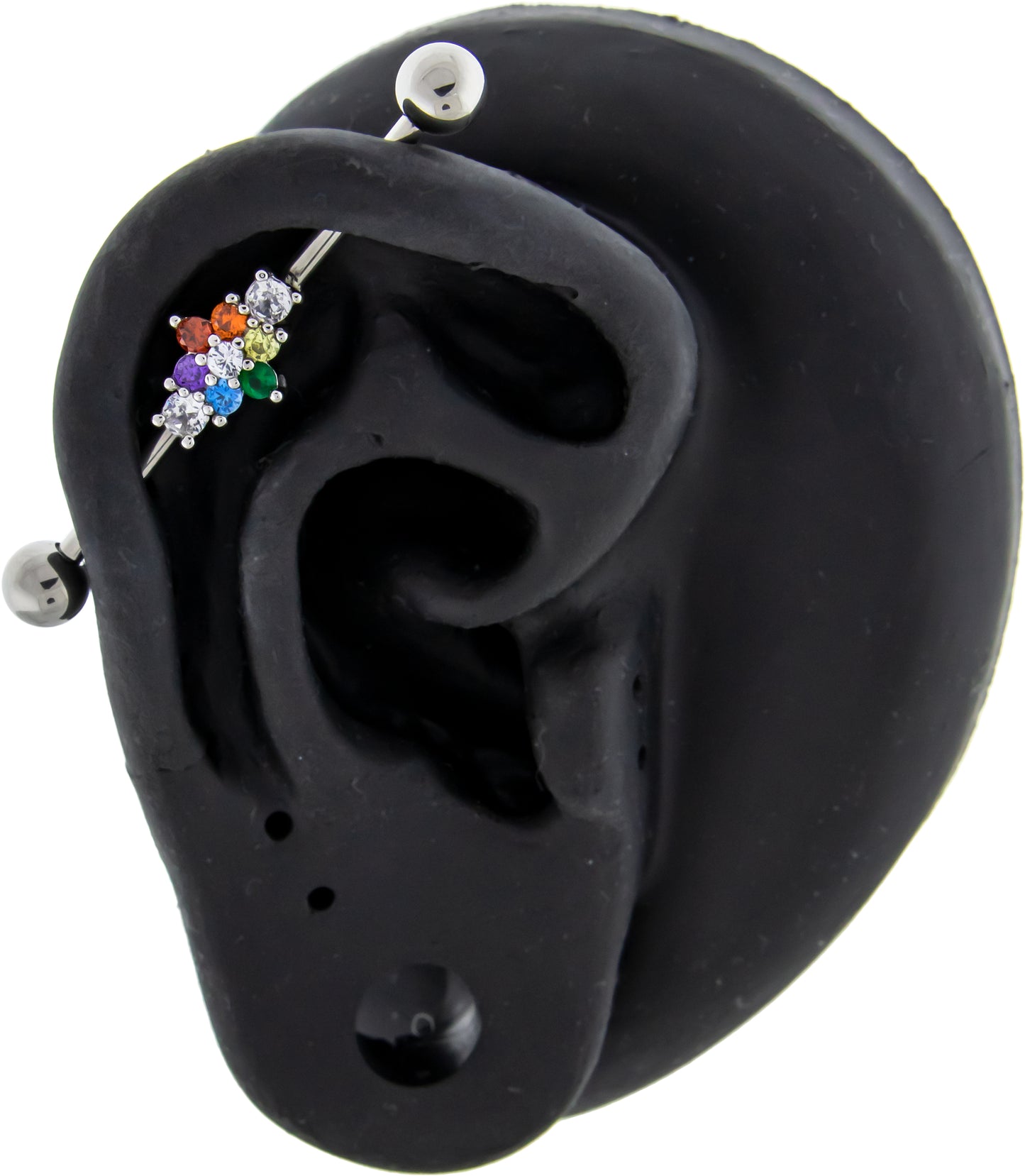 14G Gem Flower Industrial Barbell