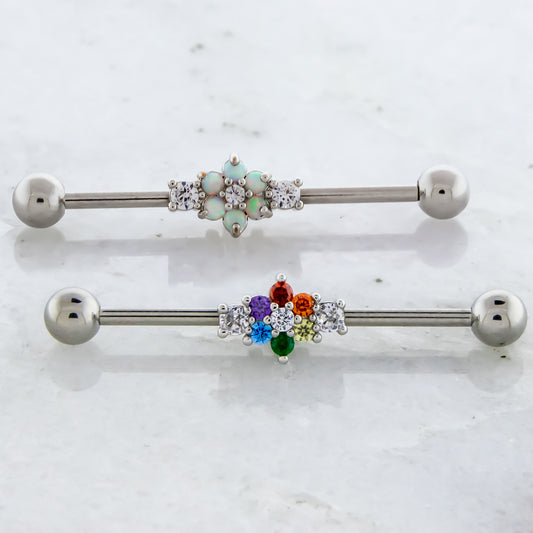 14G Gem Flower Industrial Barbell