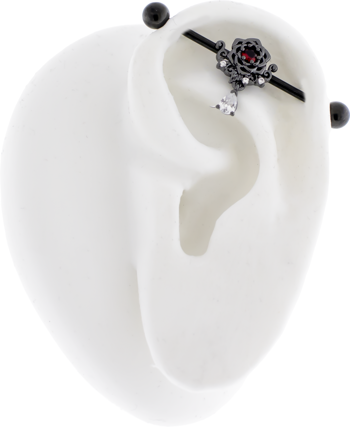 14G Industrial Barbell - Black Rose - Pierced Addiction