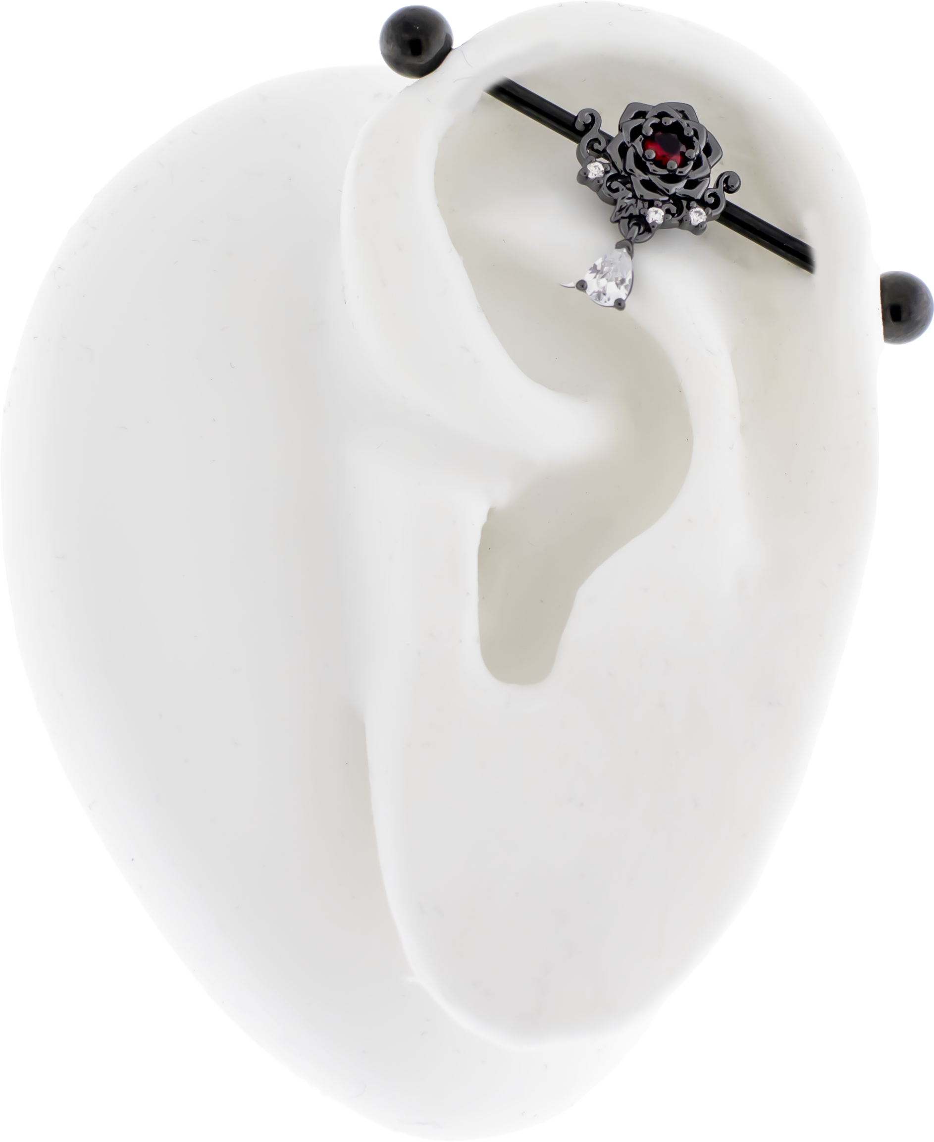 14G Industrial Barbell - Black Rose - Pierced Addiction