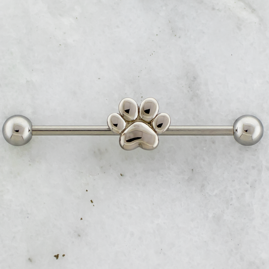 14G Paw Print Industrial Barbell - Pierced Addiction