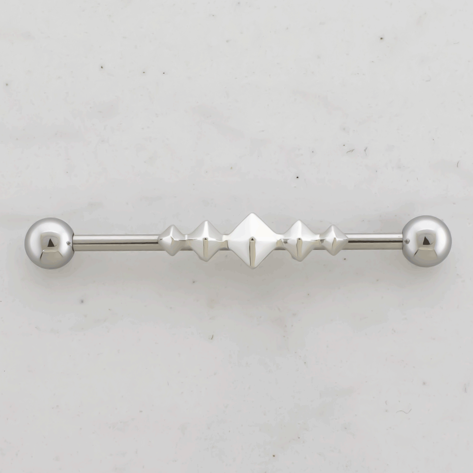 14G Industrial Barbell - Pyramid Studs - Pierced Addiction