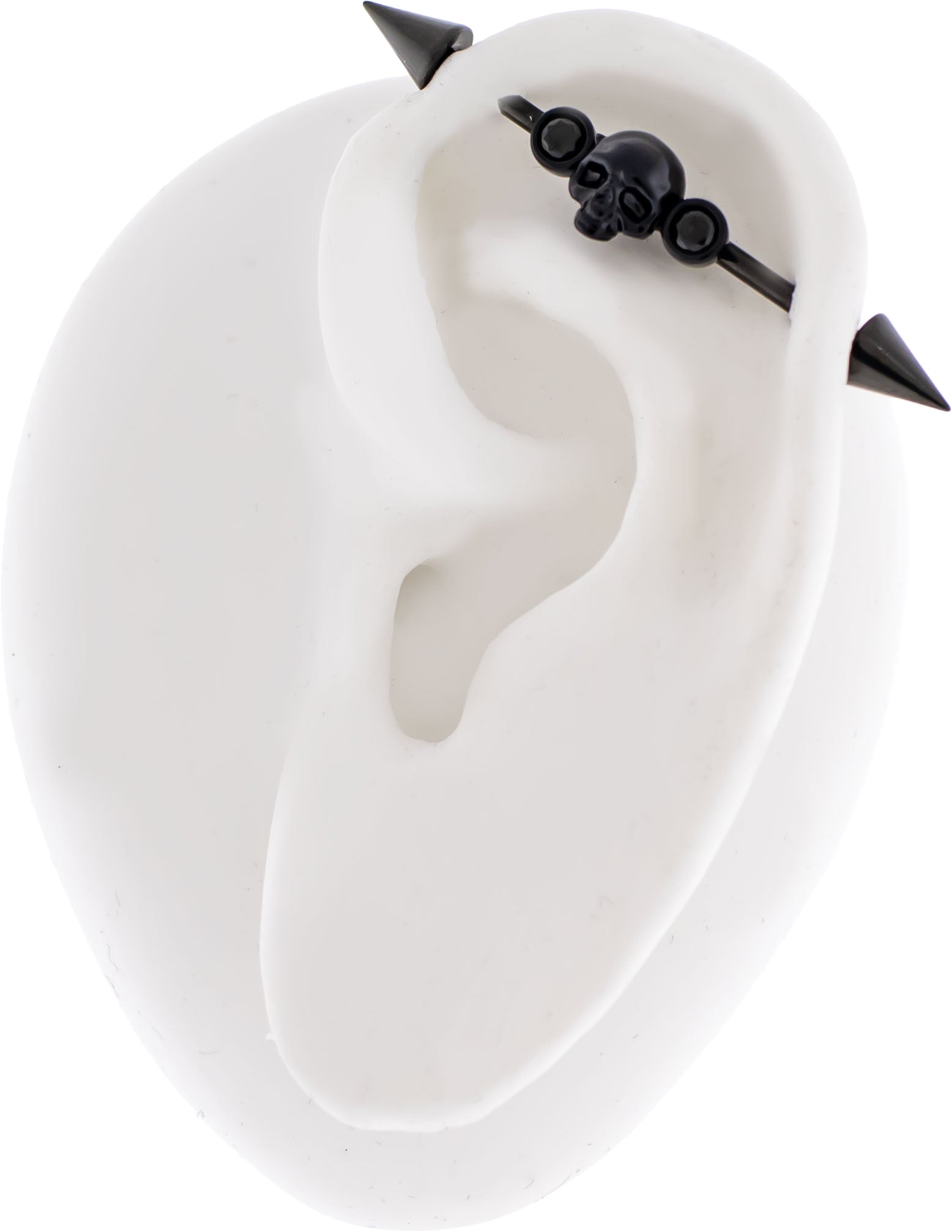 14G Industrial Barbell - Skull and Gems - Pierced Addiction