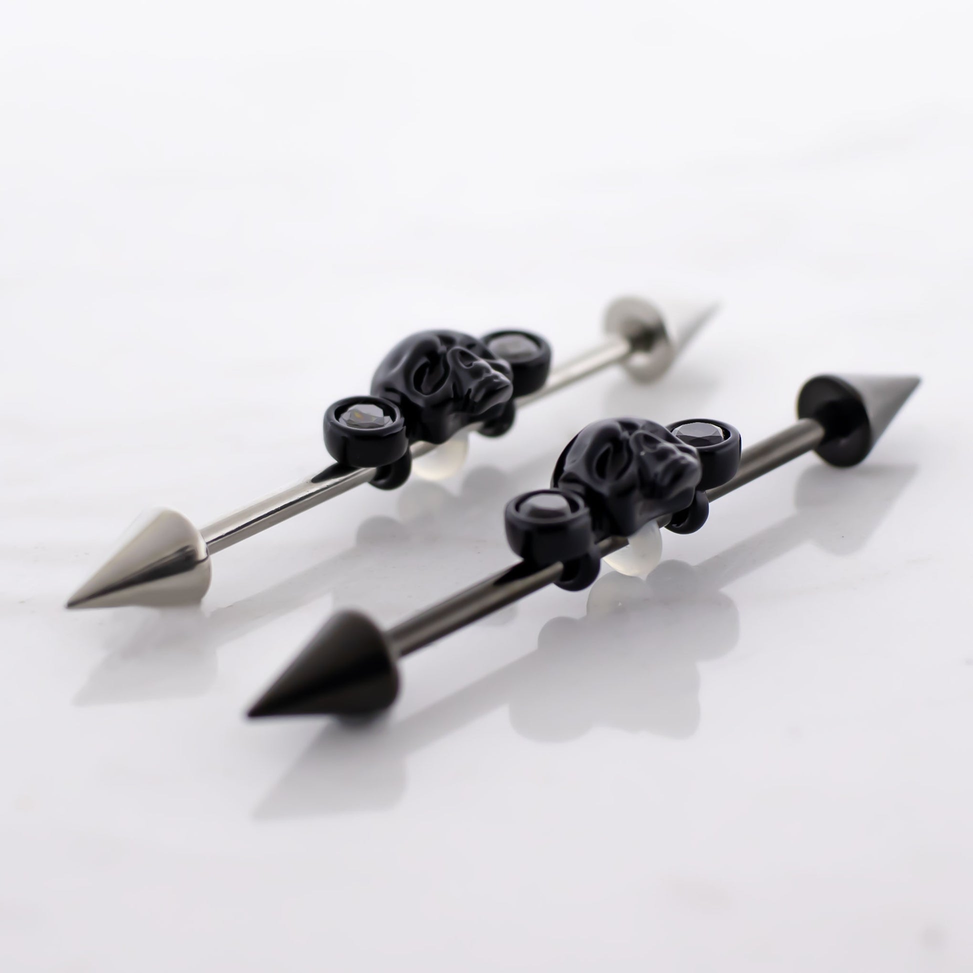 14G Industrial Barbell - Skull and Gems - Pierced Addiction