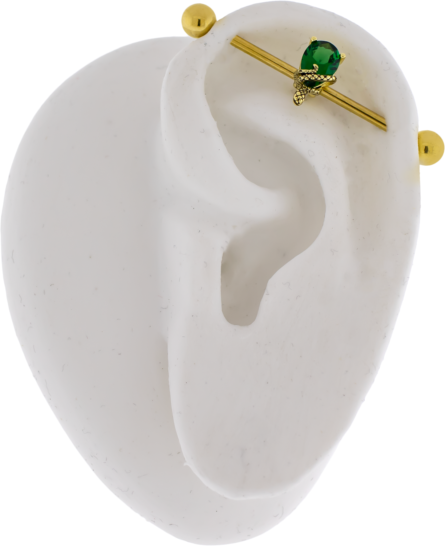 14G Industrial Barbell - Snake Wrapped on Gem - Pierced Addiction