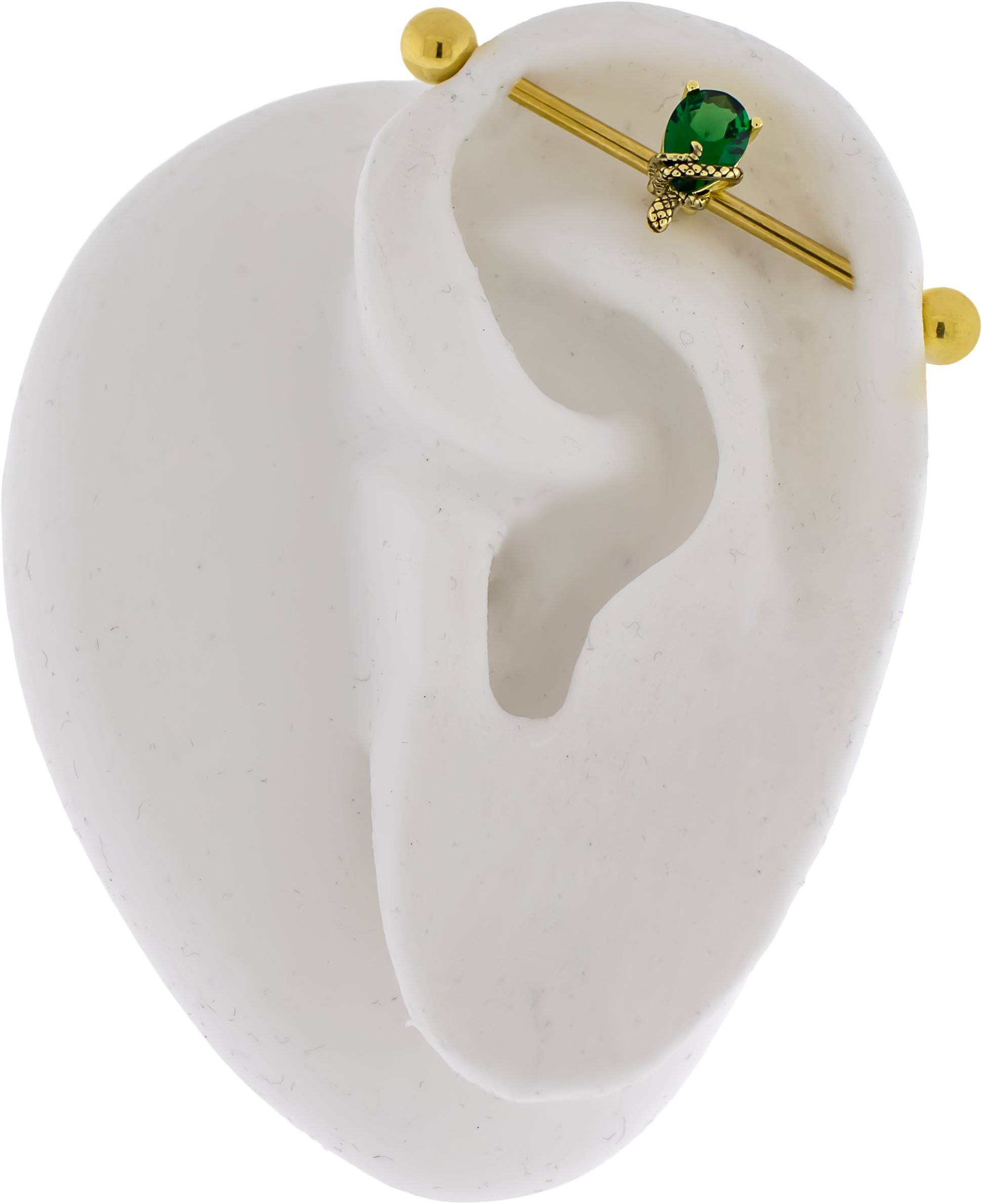 14G Industrial Barbell - Snake Wrapped on Gem - Pierced Addiction