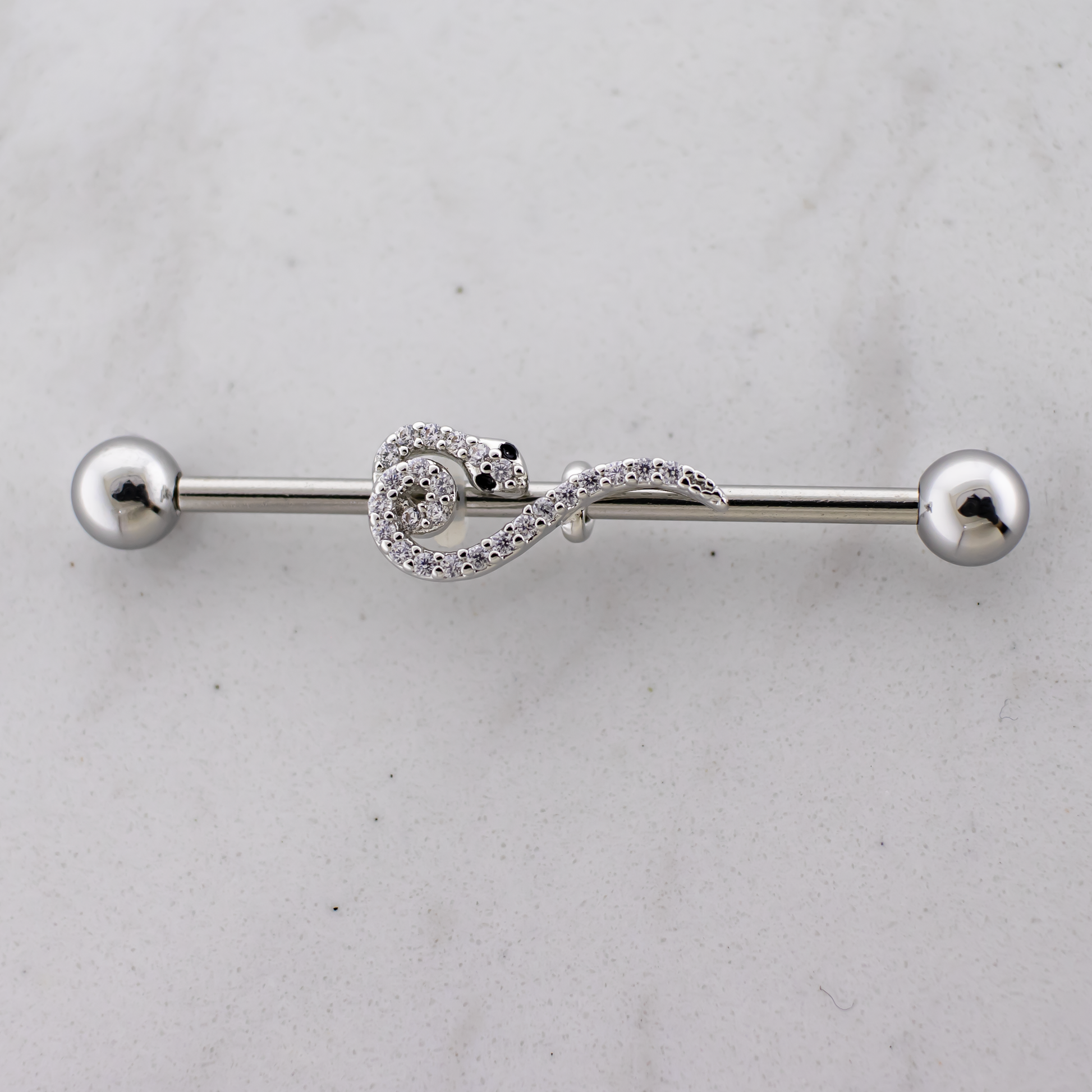 14G Industrial Barbell - Pave Snake - Pierced Addiction