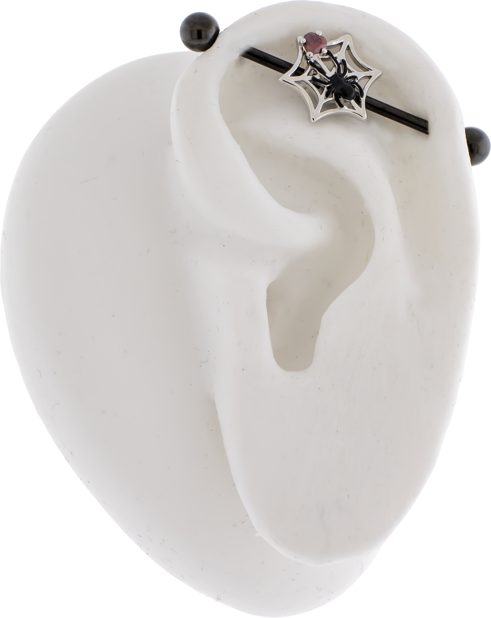 14G Industrial Barbell - Spider on Web - Pierced Addiction