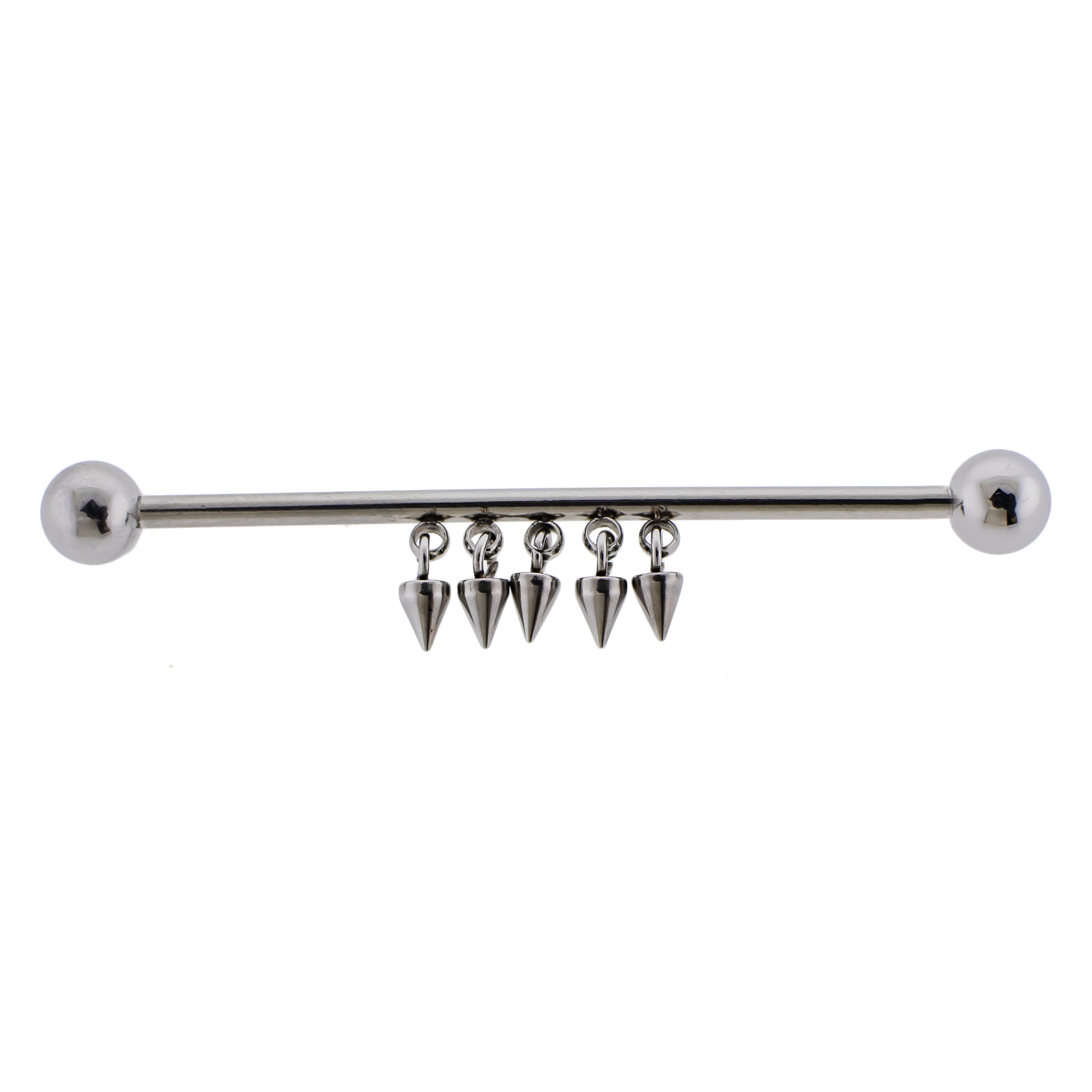 14G Industrial Barbell - Dangling Spikes - Pierced Addiction