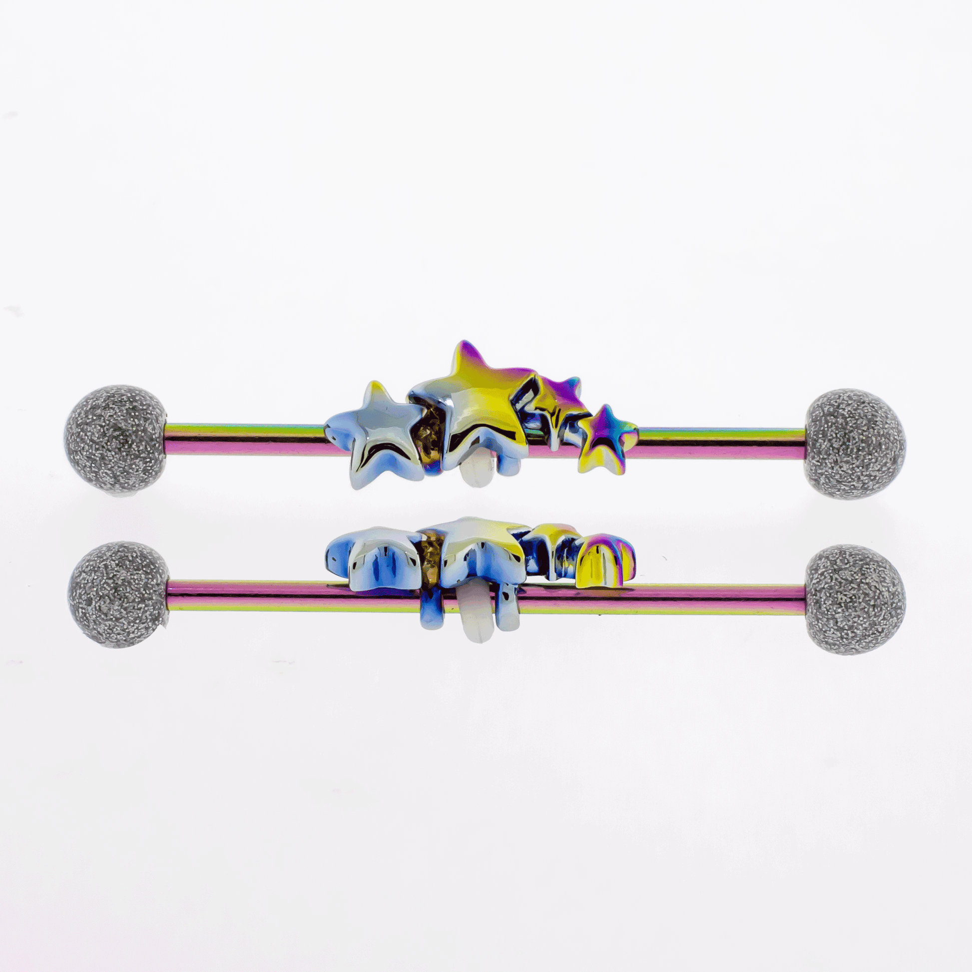 14G Industrial Barbell - Rainbow Star - Pierced Addiction