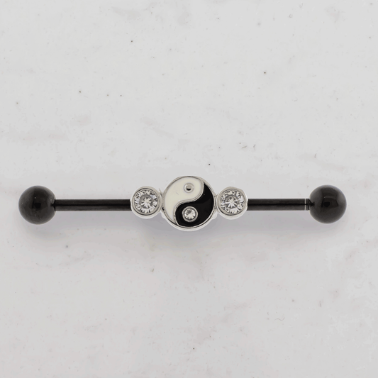 14G Industrial Barbell - Yin and Yang - Pierced Addiction