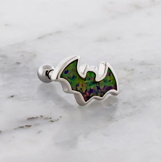 16G Black Opal Bat Cartilage Barbell - Pierced Addiction