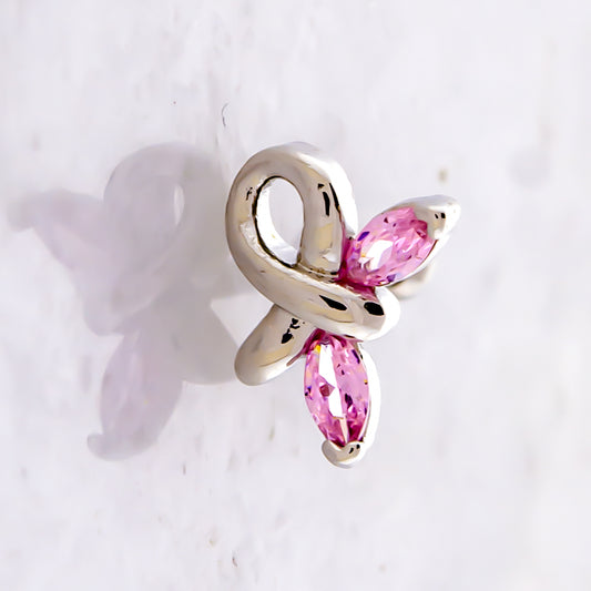 Breast Cancer Awareness Butterfly Ribbon Tragus Barbell