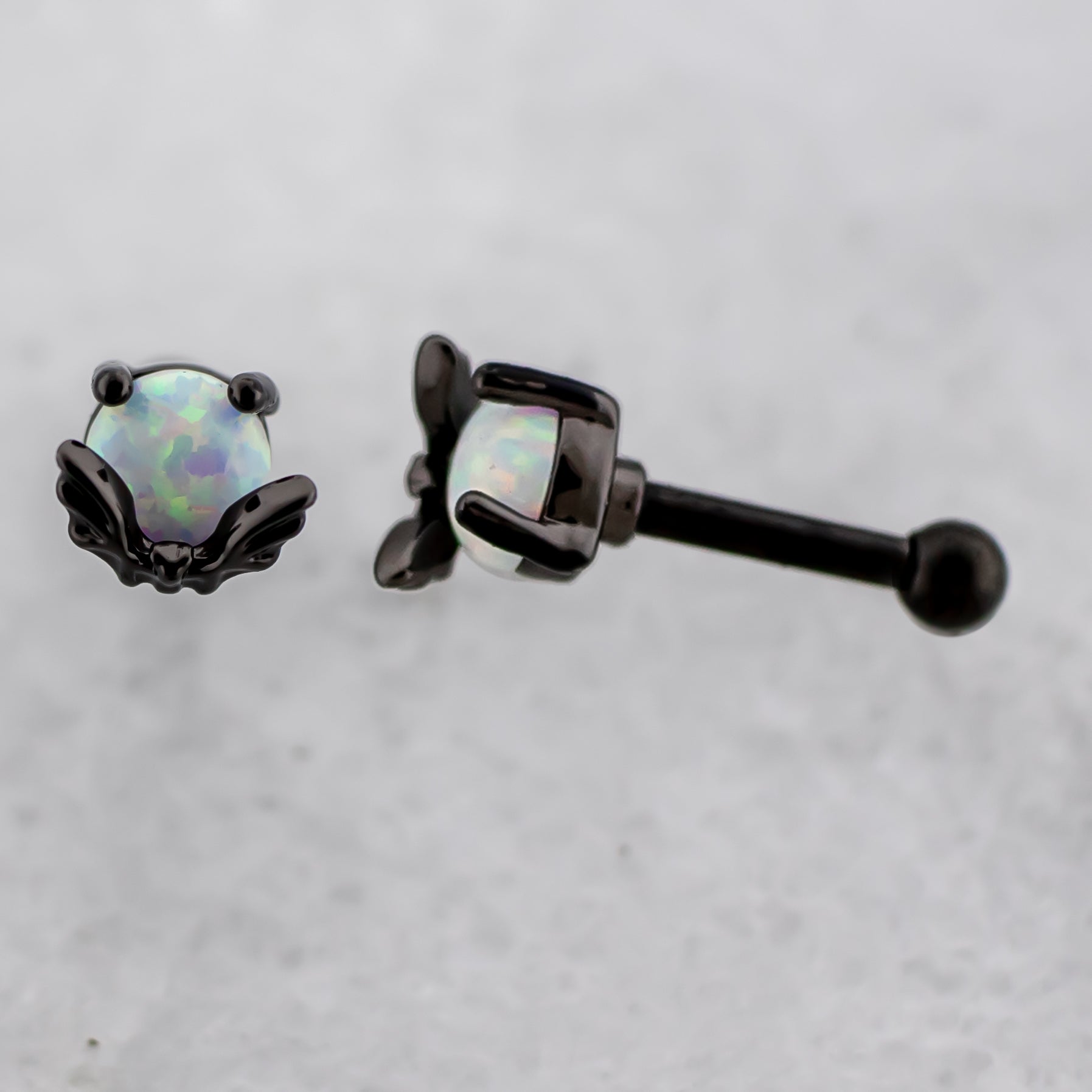 16G Bat With Opal Moon Cartilage Barbell - Pierced Addiction