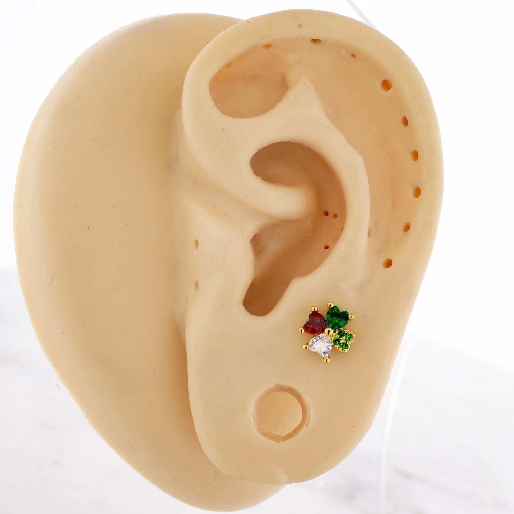 16G Irish Flag Gem Clover Cartilage Barbell - Pierced Addiction