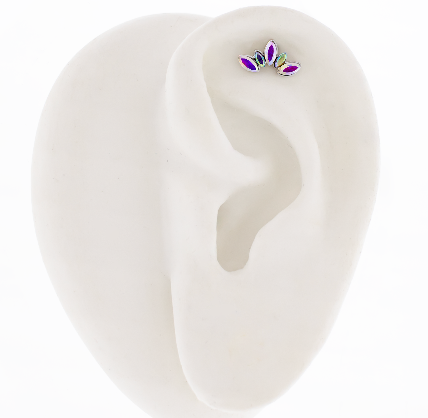 16G Marquise Gem Crescent Cartilage Barbell