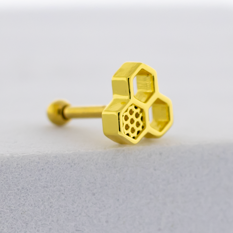 16G Honeycomb Cartilage Barbell - Pierced Addiction