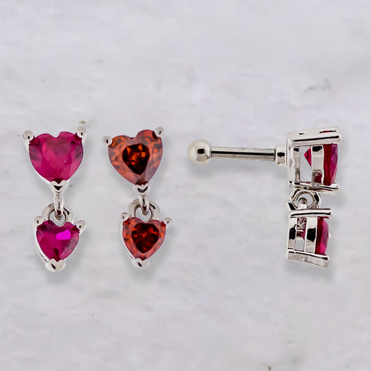 16G Heart Gem Dangle Cartilage Barbell - Pierced Addiction