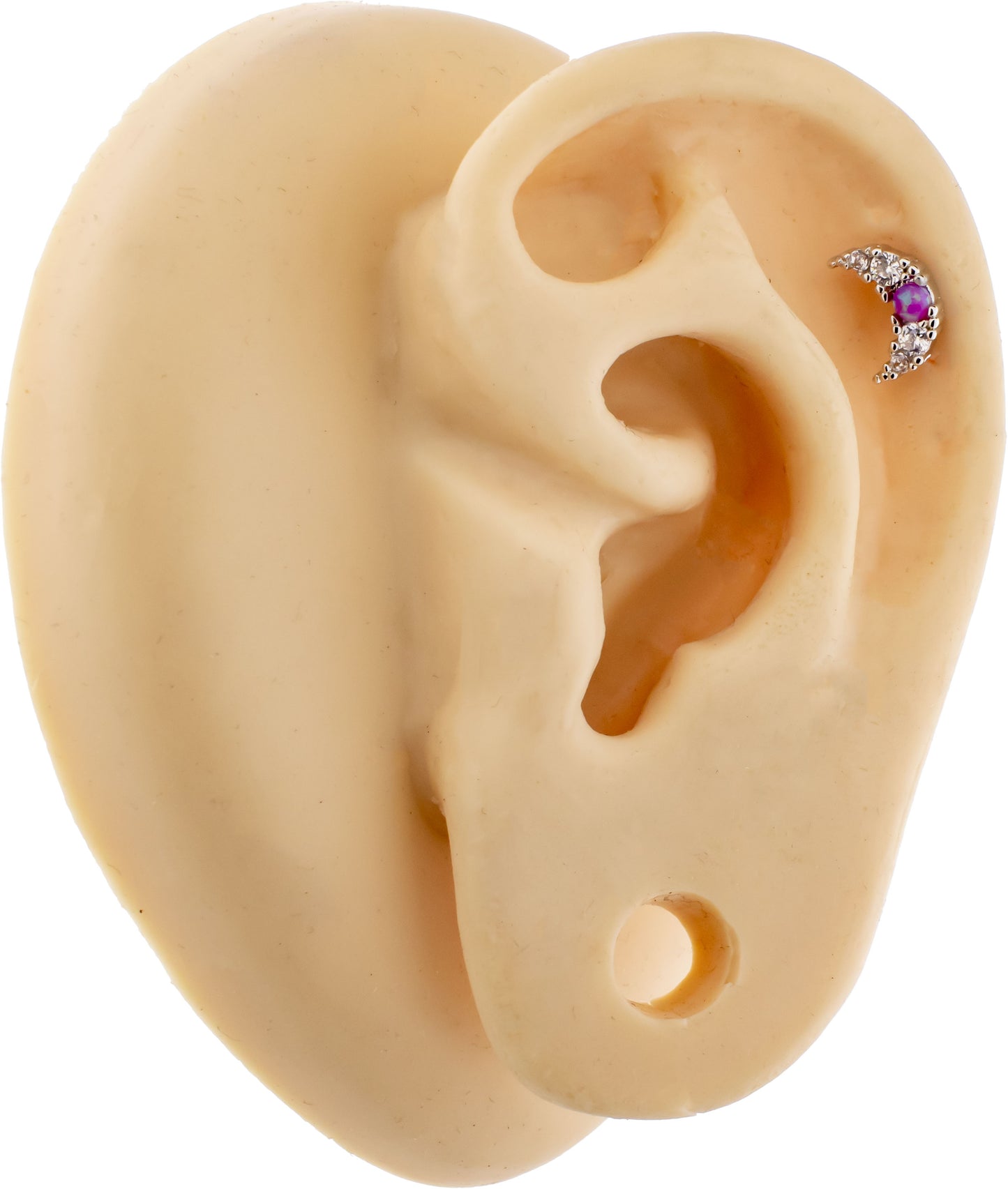16G Gem Crescent Moon Cartilage Barbell - Pierced Addiction