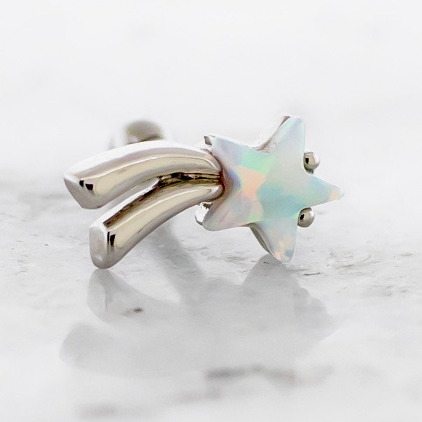 16G Opal Accent Shooting Star Cartilage Barbell