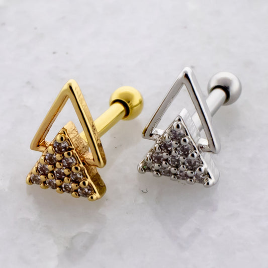 16G Double Triangle Cartilage Barbell - Pierced Addiction