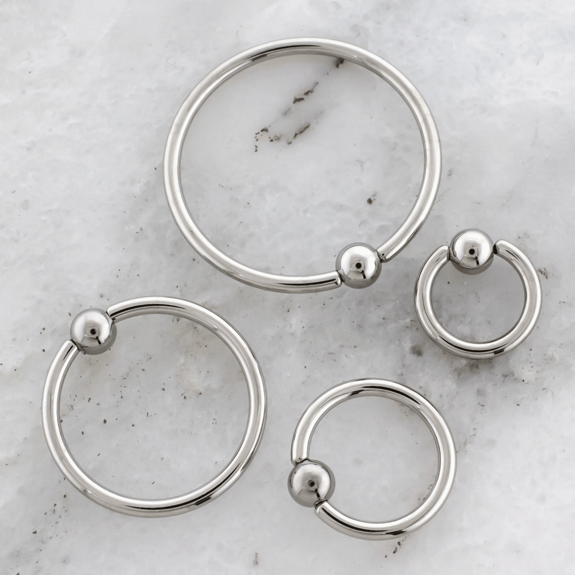 16G Steel Hand Polished Captive Bead Rings