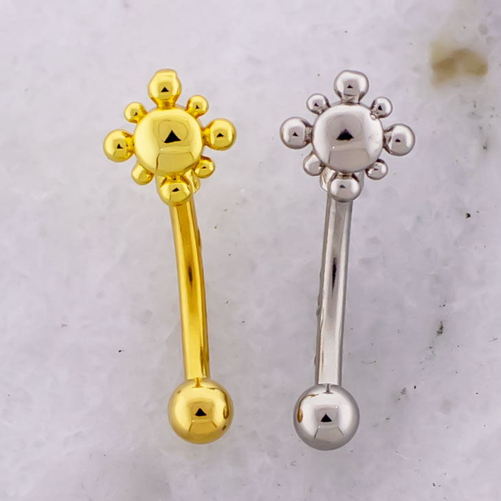 16G Beaded Sun Curved Barbell - Pierced Addiction