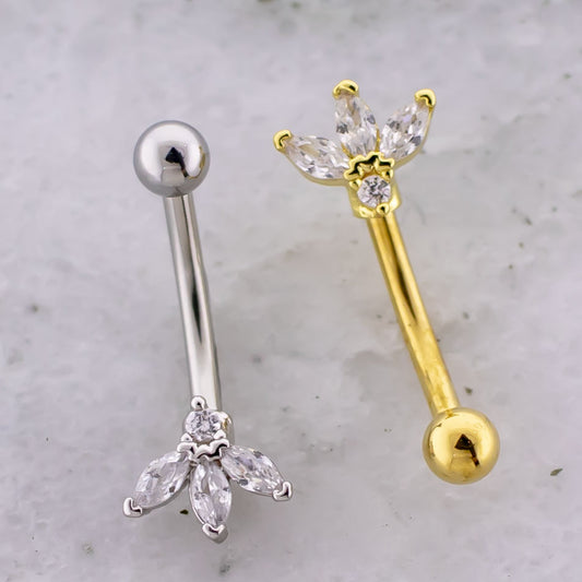 16G Marquise Gem Curved Barbell - Pierced Addiction