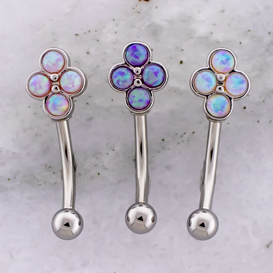 16G Opal Cluster Curved Barbell - Pierced Addiction